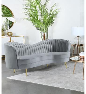 Coaster Sophia Upholstered Channel Tufted Loveseat Grey