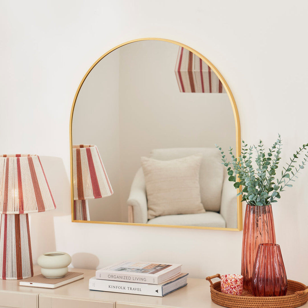 17 Stories Symari 70x70cm Arch Mirror Gold/Aluminum 70cm H X 70cm W X 3cm D