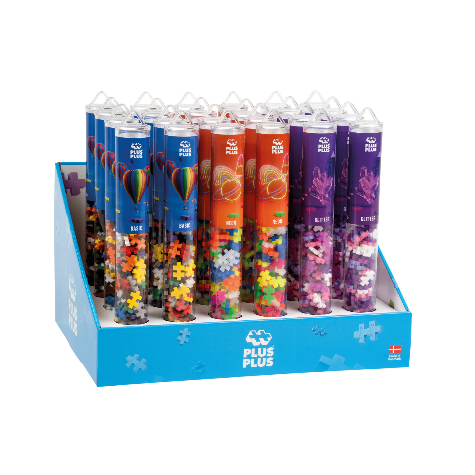 Plus-Plus A/S Displej Plus-Plus Basis en Glitter Bouwpakket met 100 stuks en 24 Tubes