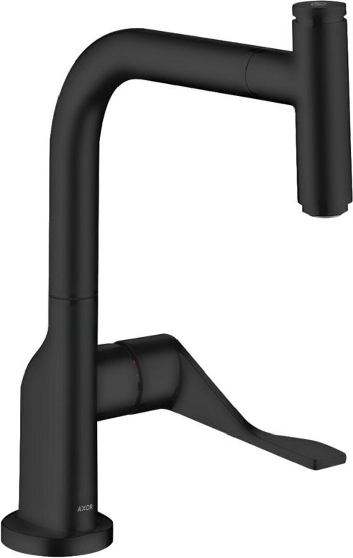 Einhebel-Küchenmischer AXOR CITTERIO Select mit Ausziehbrause mattschwarz mattschwarz
