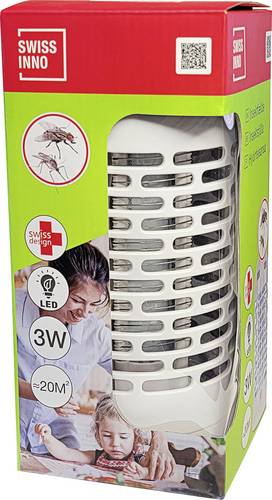 Swissinno 3W LED 1 254 001 UV-Insektenfänger LED-Licht, Stromgitter 3W (Ø x H) 100mm x 225mm Weiß 1St.