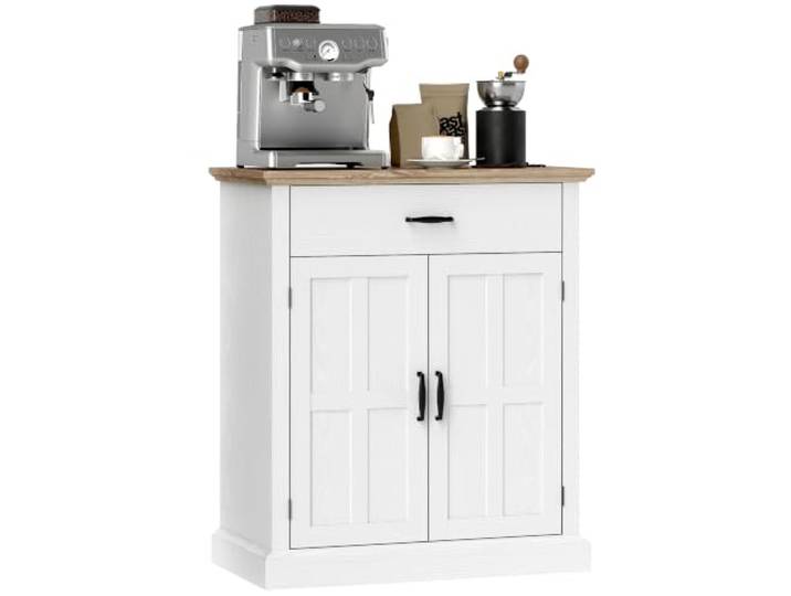 HOMCOM Modernes Buffet Sideboard 75,2x40x91,5cm Weiß 2-türiger Schrank, Schublade, verstellbares Regal, Buffet für Esszimmer und Wohnzimmer