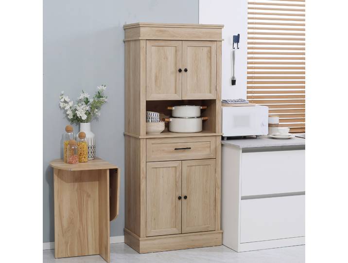 HOMCOM Buffet Cuisine Multi-Rangements Chêne Clair