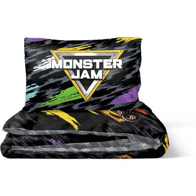 Bettwäsche "Monster Jam Streaks & Colors", bunt (schwarz), B/L: 137cm x 200cm, 1 Stk., 1 Stk., Baumwoll-Leinen Mix, B/L: 80cm x 80cm, 2, Baumwoll-Leinen Mix, Obermaterial: 100% Baumwolle, Bettwäsche, Bettwäsche