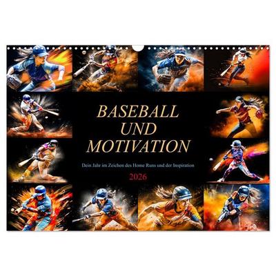 Baseball und Motivation (Wandkalender 2026 DIN A3 quer), CALVENDO Monatskalender
