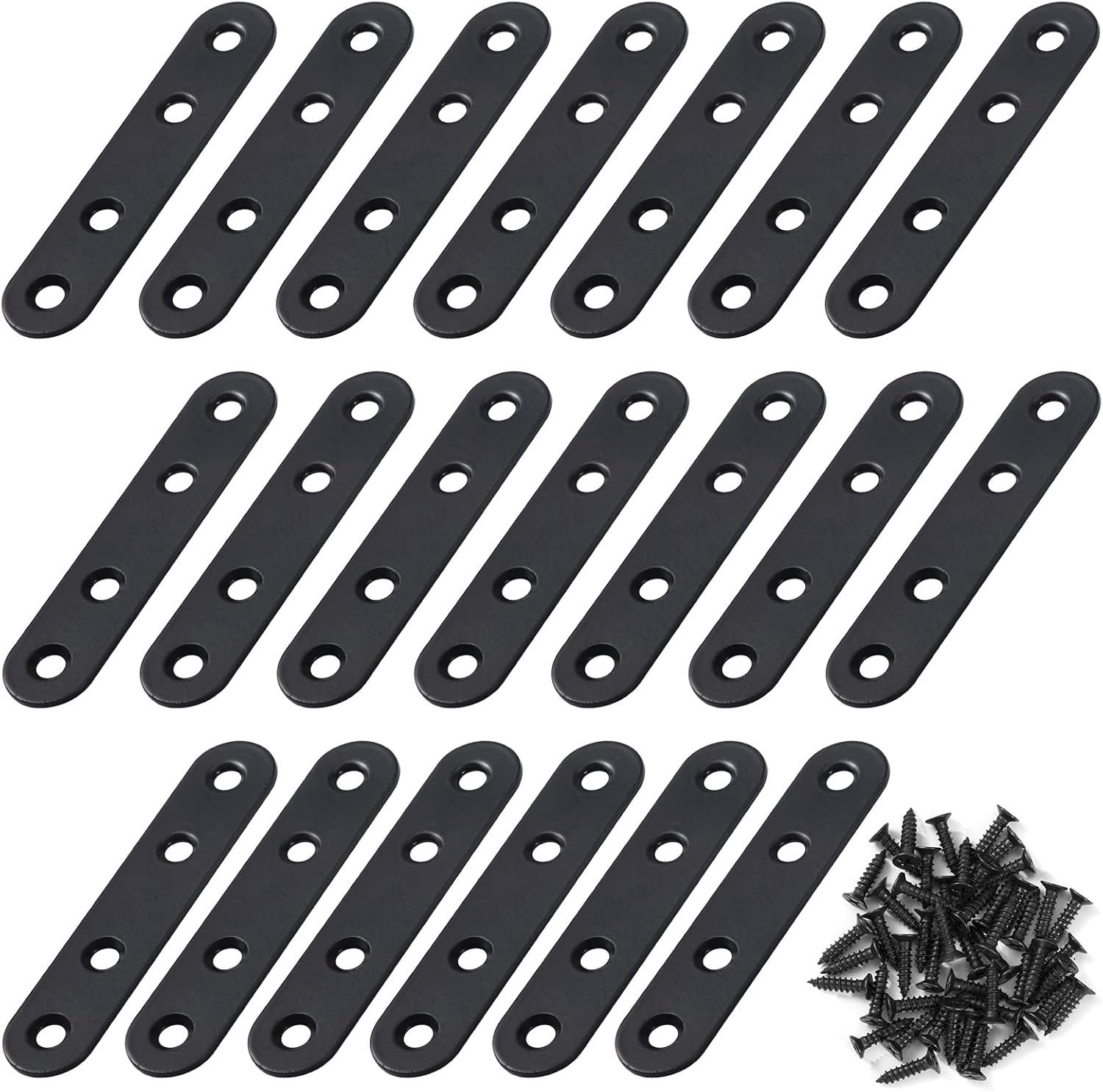 20x Zwarte Hoekbeugels 80x17mm van Roestvrij Staal voor Meubelversterking