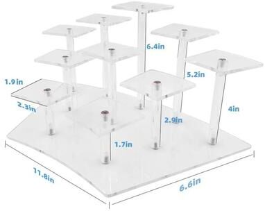 Inspired Finds Clear Acrylic Display Stand For Cupcakes, Desserts, Jewelry, Perfumes & Collectibles transparent 10 Seat