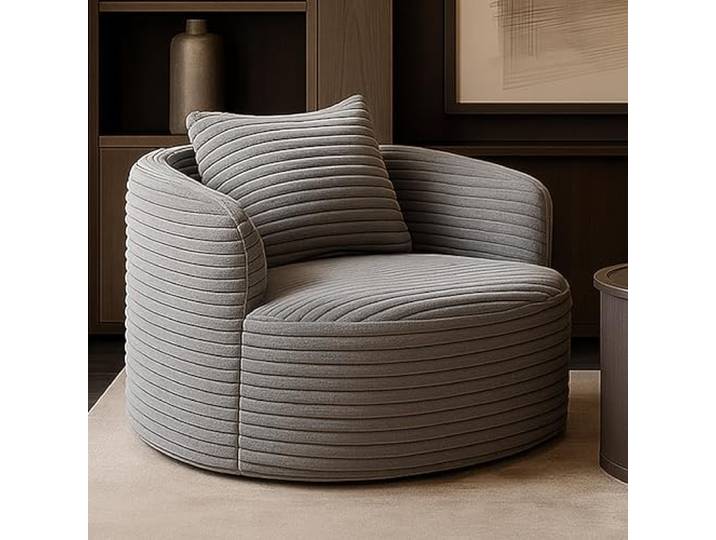 Mendler Sessel HWC-P18AM Stoff/Textil Cord (370g/m²) - hellgrau Loungesessel, Relaxsessel, Polstersessel, Cocktailsessel
