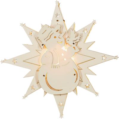 LED Fensterbild SAICO ORIGINAL "Schneemann, inkl. LED-Leuchtmittel, warmweiß", beige (natur), B:30cm H:32,5cm T:4,5cm, Leuchten, BxHxT: 30x32,5x4,5 cm