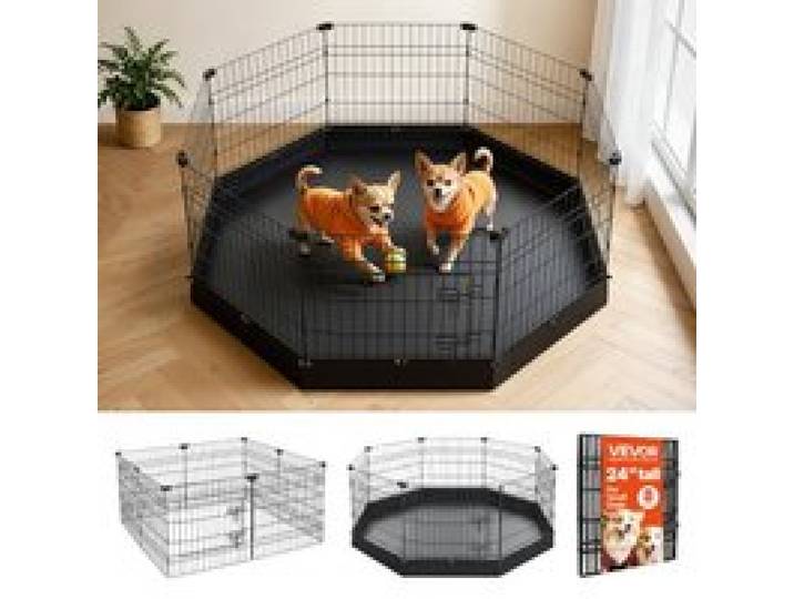 VEVOR Welpenauslauf Welpenlaufstall Welpenzaun 61cm 8-tlg. mit Bodenmatte, Spielplatz für Kleine Hunde Katzen & Andere Kleintiere Faltbar Durch die Verschiedenen Formen Vielfältig Einsetzbar