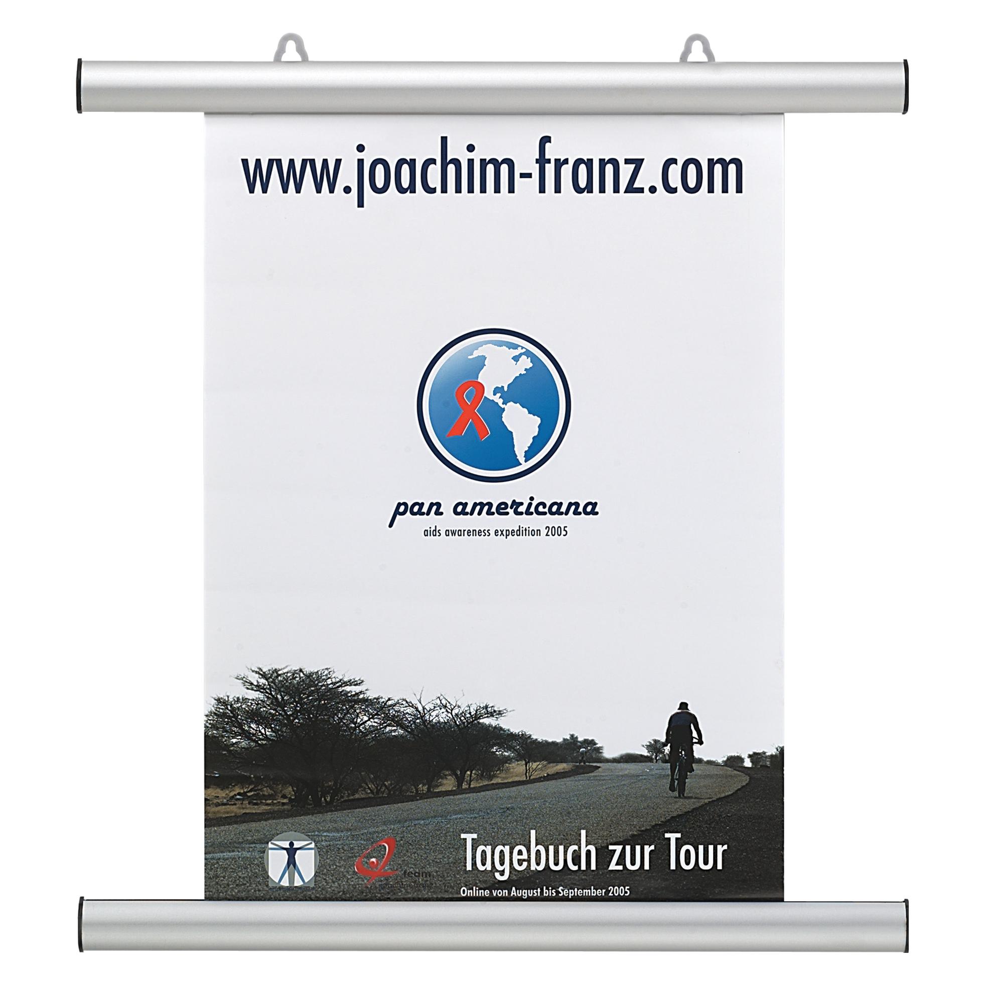 Franken Plakatleiste, Aluminium, silber, Länge: 705 mm zwei verstellbare Aufhängeösen, Abheftvorrichtung (BS1004)