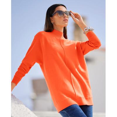 Strickpullover HEINE "Pullover", Damen, Gr. 48, orange, 100% Baumwolle, unifarben, Pullover Strickpullover