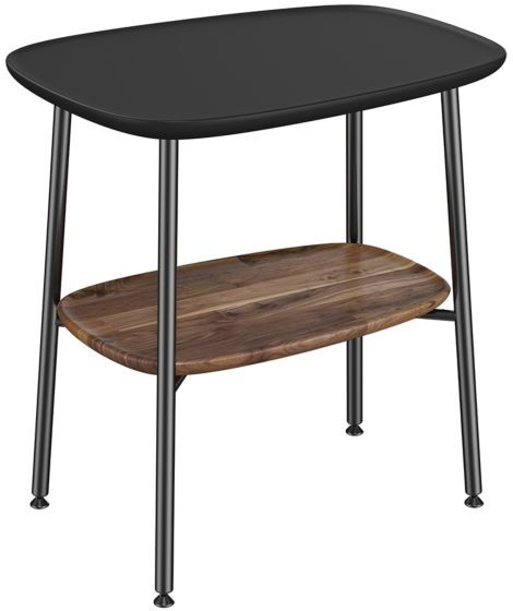 VitrA Plural Beistelltisch 64066 56,5 x 41,5 x 59 cm, Ablage walnuss, freistehend, schwarz matt
