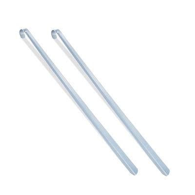 Relaxdays Schuhlöffel lang, 2er Set, 70 cm, Schuhanzieher Metall, stabil, zum Aufhängen, Anziehhilfe für Schuhe, silber