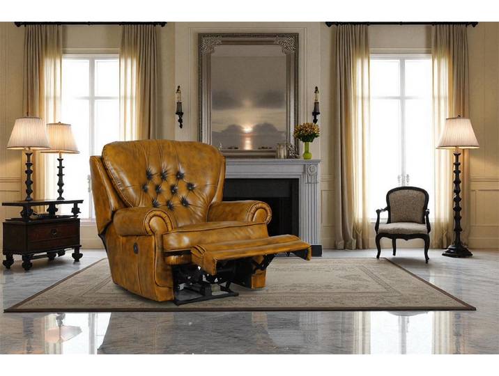 Salottini Chesterfield-Sessel Chesterfield Ohrensessel Sting Recliner Sessel Relaxsessel VOLLLEDER, mit Relaxfunktion
