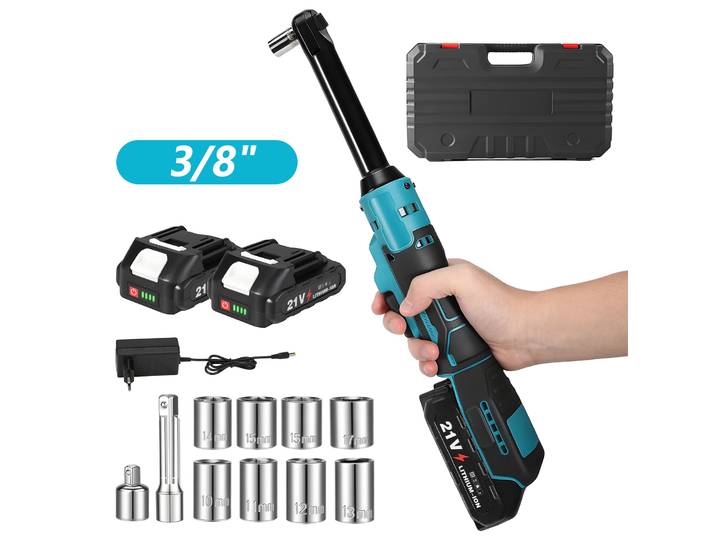 Clé à cliquet électrique étendue 6,3'' 21V, clé électrique sans fil 3/8'' 80Nm, clé d'angle pour batterie Makita 18V