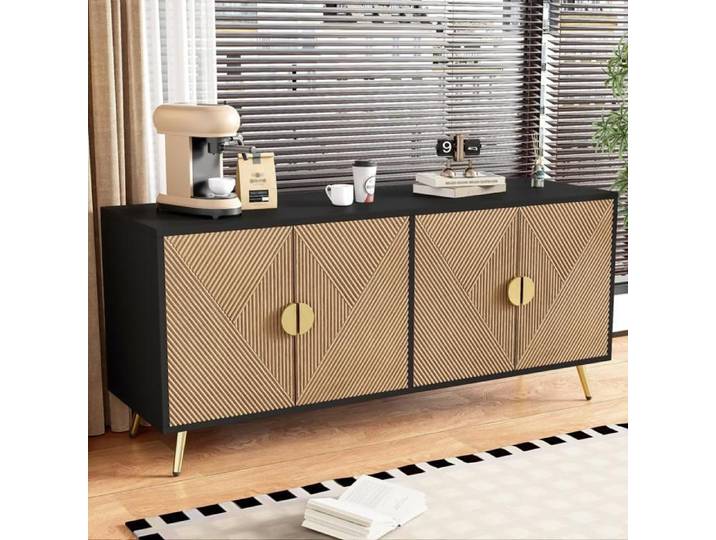 Buffet moderne - avec 3 portes - Noir & Naturel