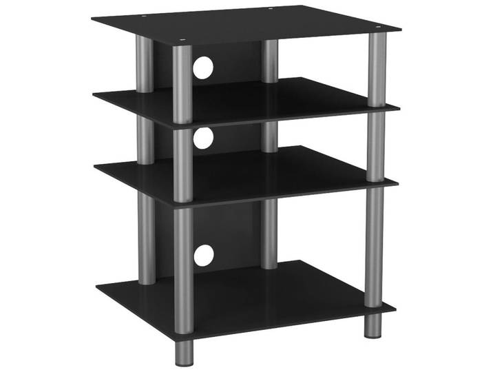Mid.you Phonotisch, Schwarz, Silberfarben, Metall, Glas, rechteckig, 54x70x47 cm, Kabelkanal, Babymöbel & Kindermöbel, Kinderzimmer & Jugendzimmer, Phonomöbel