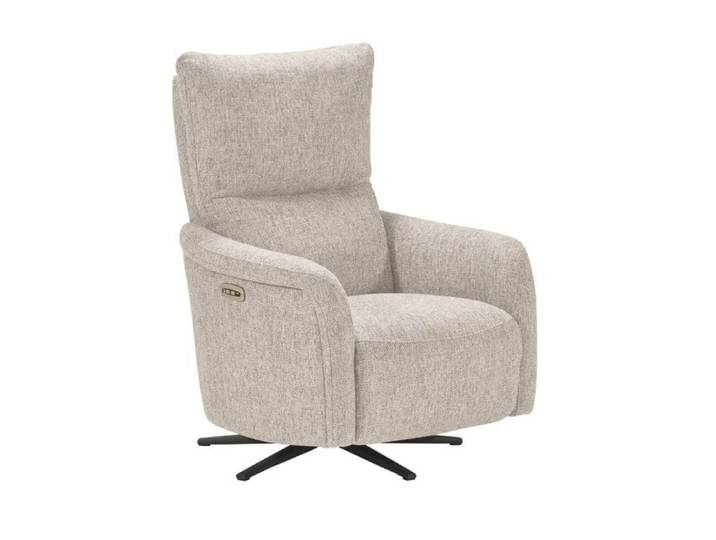 Fauteuil relax électrique pivotant tissu beige chiné - VARENNE