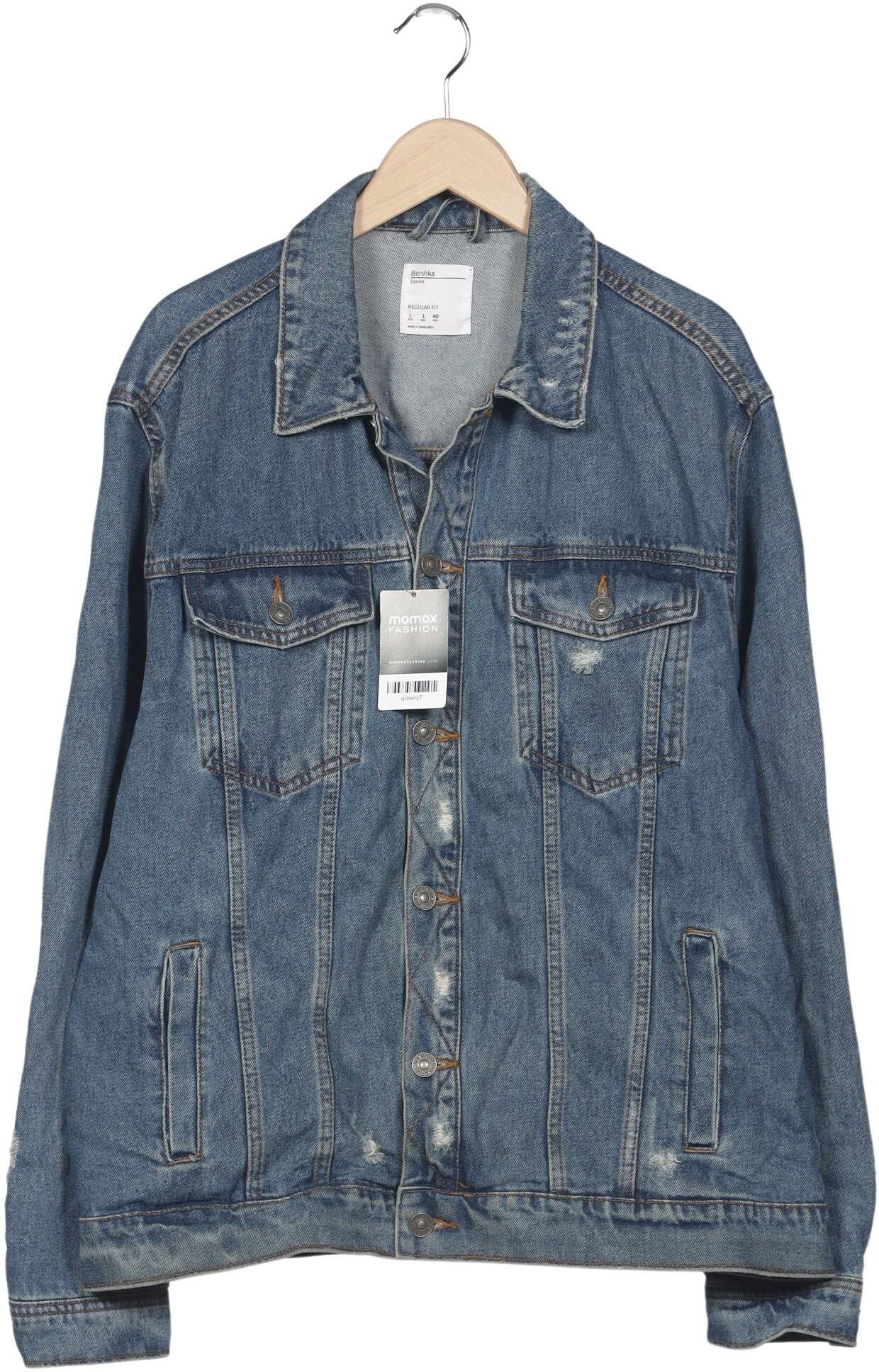 bershka Herren Jacke, Blau, Gr. L, Baumwolle - Second Hand