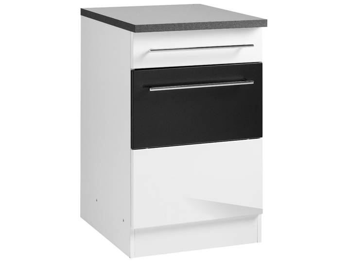 Unterschrank KOCHSTATION KS-Trient , grau (weiß, anthrazit hochglanz), B:50cm H:85cm T:60cm, Schränke, Unterschrank, 50 cm breit