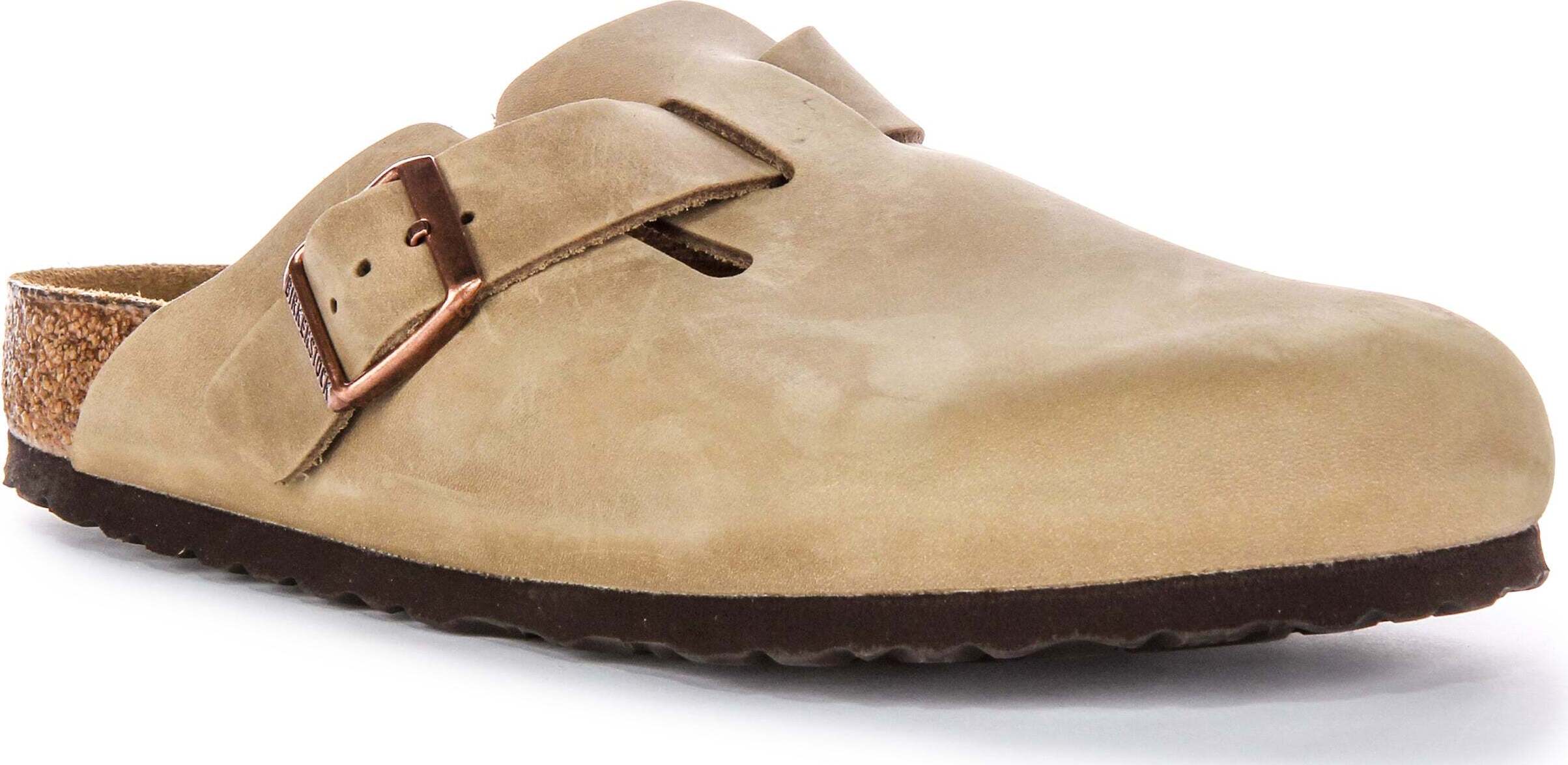 Birkenstock Boston BS Großer eleganter Pin Schnallenclog aus geöltem Leder in Tabakbraun - 11.5 UK - 46 EU - 13/13.5M US / Tobacco