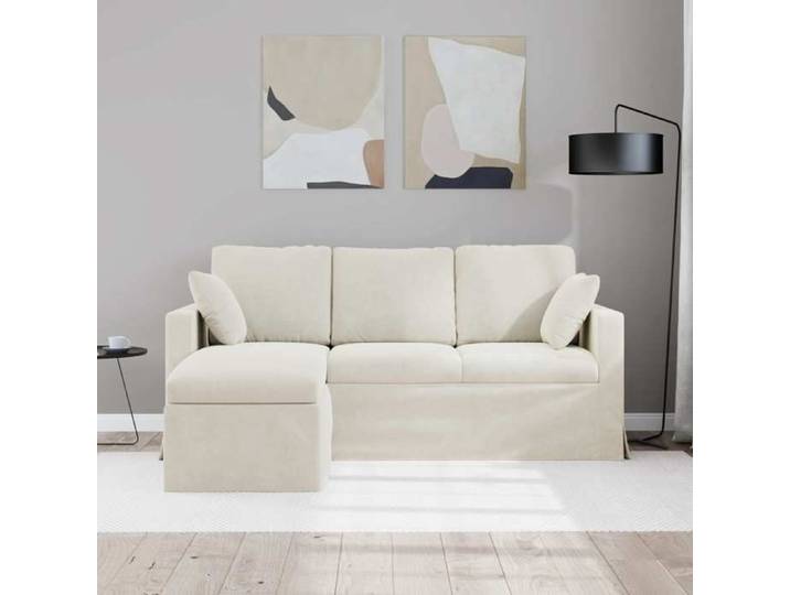 SHELL© SOFA 3 PERSONNES - Large Canapé - 3 PLACES - Crème 198x134x80 cm Velours C6240