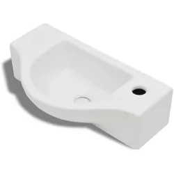 Helloshop26 - Waschbecken mit Abflussloch 45 x 25 cm weiße Keramik 02_0002505