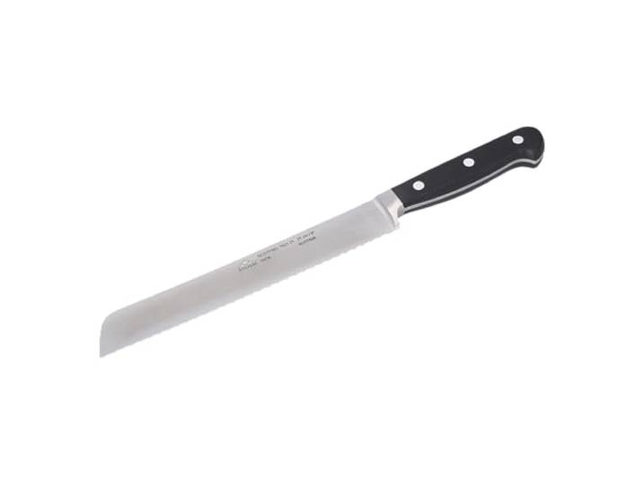 STUBAI hochwertiges Brotmesser geschmiedet 200 mm Brotsäge Konditorsäge mit Wellenschliff aus Edelstahl für müheloses Schneiden von Brot, Kuchen & Backwaren, spülmaschinenfest, schwarzer Griff