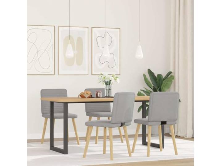 KGHERMDF Esszimmerstühle 4 STK Wolkengrau Stoff Polyesterbezug, Metall-Holz-Gestell, Schaumstoffpolster, für Esszimmer und Wohnzimmer