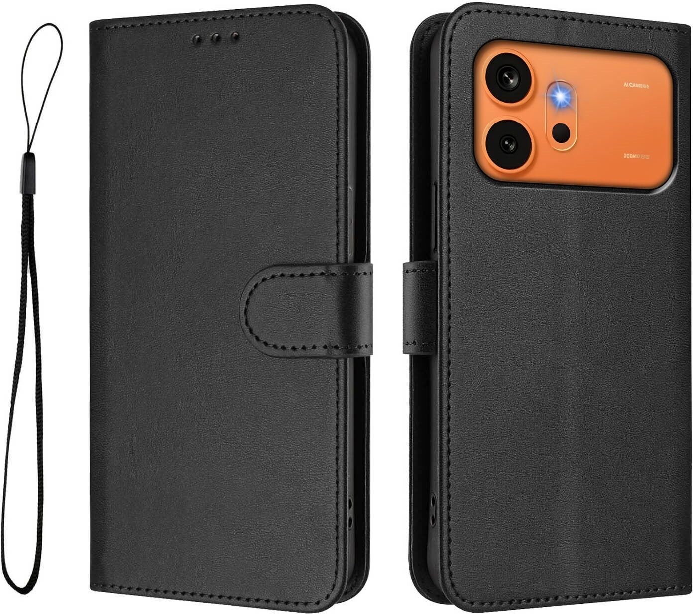 Honor 600 / 600 Pro EIDERWOOD Kunstlæder Flip Cover inkl. Strop - Sort