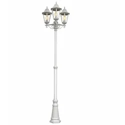LED Außenstehleuchte Stehlampe Außenleuchte 3-flammig Weiß Aluminium H 220 cm