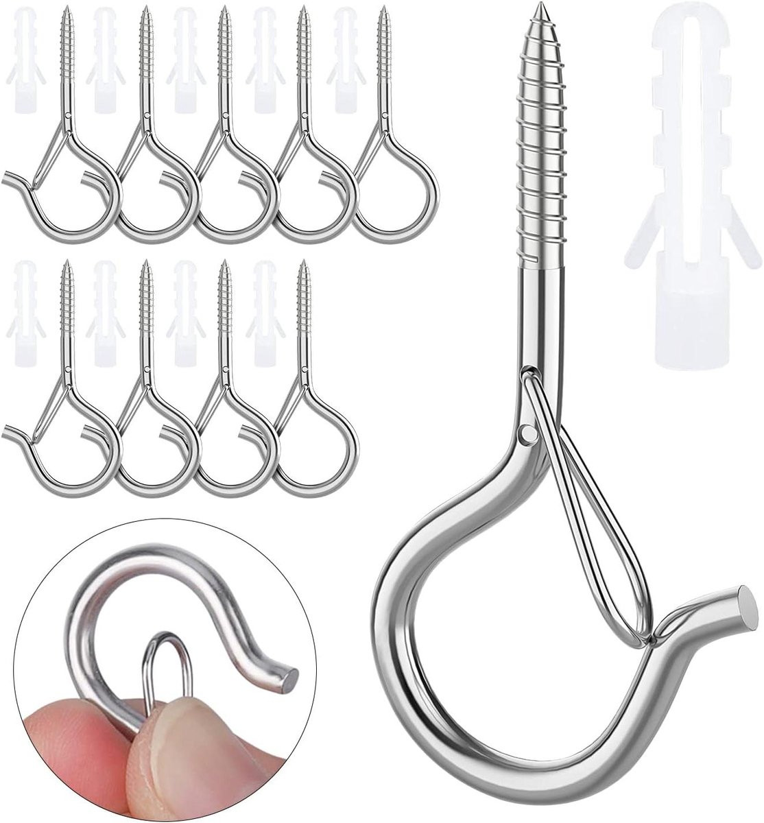 Schroefhaken RVS Oogbouten Zilverkleurig - 53 mm Lengte