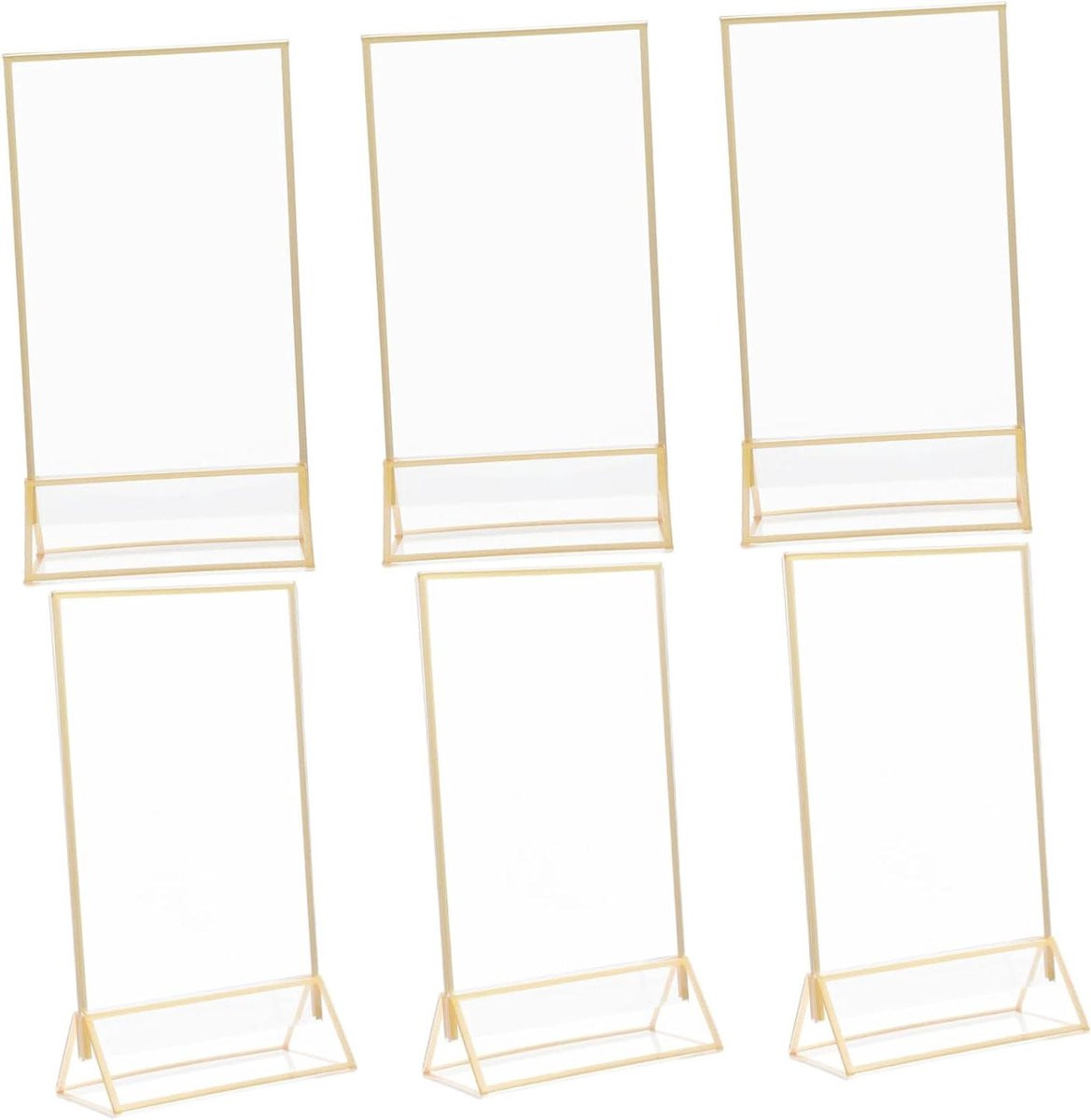Set van 6 gouden dubbelzijdige acryl menuhouders voor presentatie