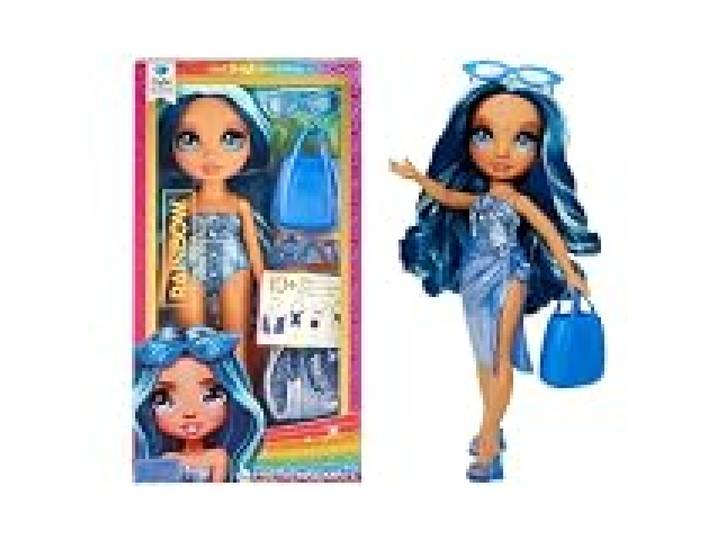 RAINBOW HIGH Swim & Style - Skyler (Bleu) - Poupée de 28 cm avec Paréo Chatoyant à Porter de Plus de 10 Façons - Maillot de Bain, Sandales, Accessoires - Jouet pour Enfants - pour Les 4-12 Ans