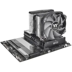 Thermaltake TT TOUGHAIR 710 Air Cooler Dual Tower CL-P110-CA14GM-A (165 mm), CPU Kühler, Grau, Schwarz, Silber