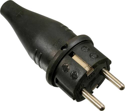 AS Schwabe 60412 Schutzkontaktstecker Vollgummi 230V Schwarz IP44