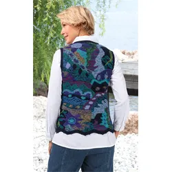 Alpaka-Weste in Muster blau in Größe 44/46 von DW-Shop, Blau, 44/46