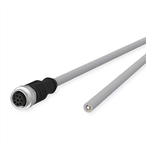 Metz Connect M12 Sensor-/Aktorleitung, A-kodiert, M12 Buchse gerade - freies Leitungsende, grau, 10m