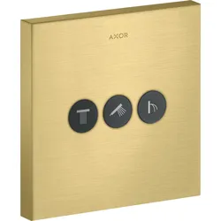 hansgrohe AXOR Starck ShowerSelect Square Ventil Unterputzmodell für 3 Verbraucher, 36717950, Farbe: Brushed Brass