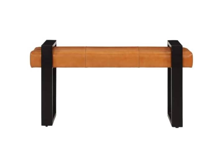 HWKQEQRF Sitzbank Schwarz und Braun 110 cm Echtes Ziegenleder Eisengestell pulverbeschichtet, weiches Ziegenleder, Flur und Esszimmer, einfache Montage