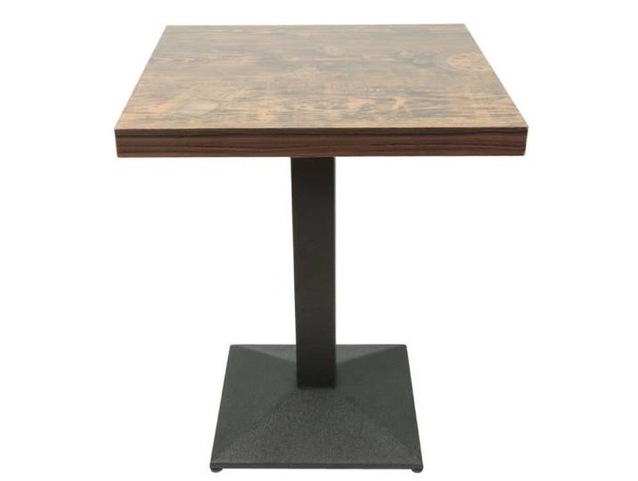 Table carrée de bar à pied unique HUOLE - Métal + bois - Classique - Blanc
