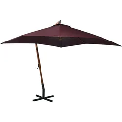 Helloshop26 - Hängender Sonnenschirm mit roter Stange 3 x 3 m Tannenholz bordeauxrot 02_0008718