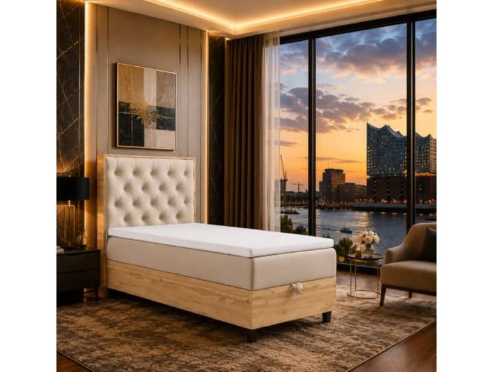 Best For Home Boxspringbett Trinity K-14 mit Bettkasten Matratze und Topper Robustes Boxspringbett 80x200 mit integriertem Bettkasten, Bonell-Federkernmatratze H3, komfortablem Topper und mit Liefer