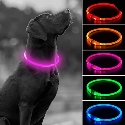 Inspire Essentials Led Usb Dog Safety Collar pink