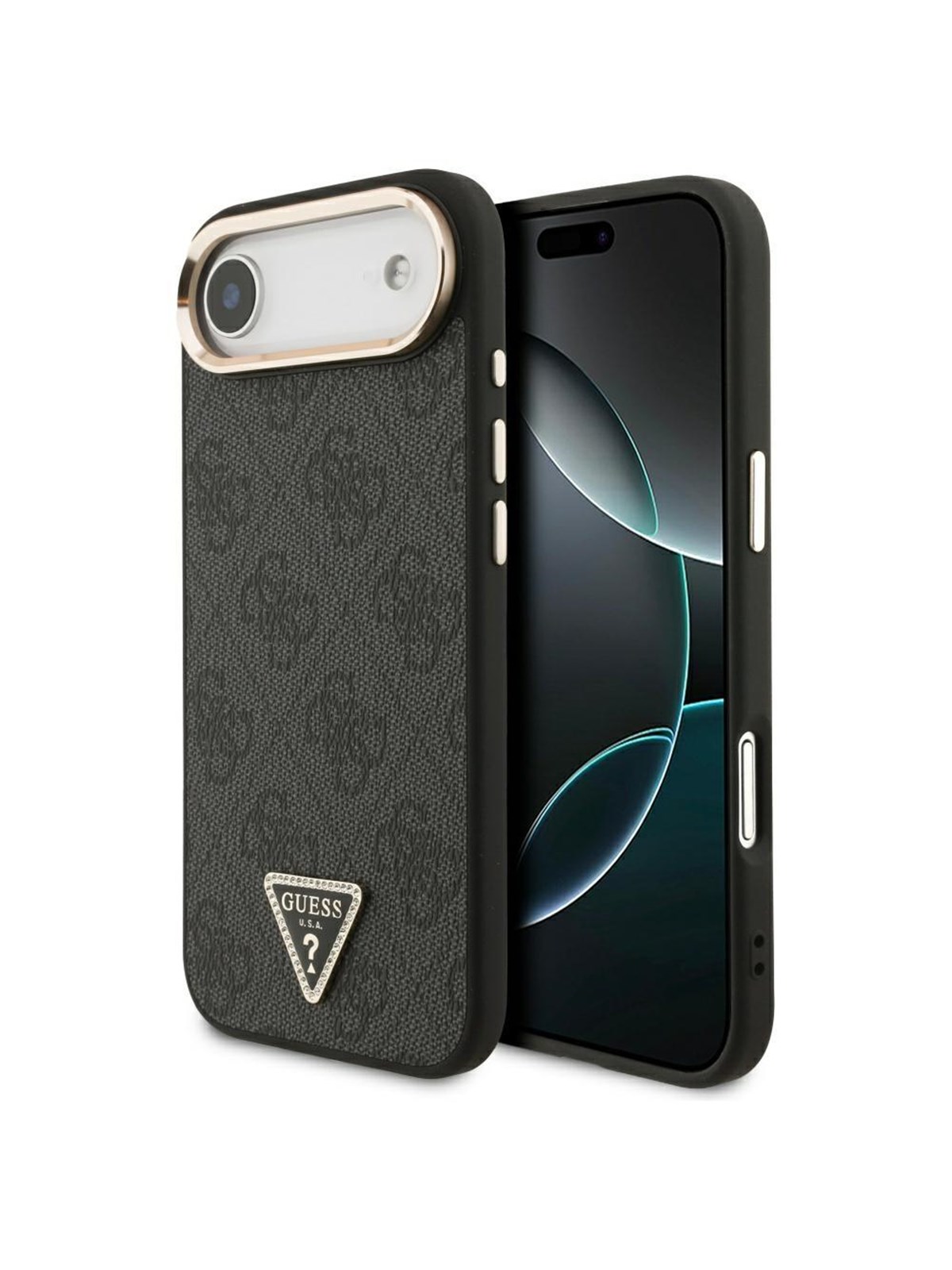 GUESS 4G Triangle Logo MagSafe case for iPhone Air - black and gold