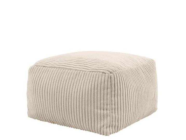 Icon Amara Velours Côtelé Tabouret\, Pouf avec Remplissage\, Beige Fabriqué en Europe\, Pouf Poire\, Pouf Repose Pieds\, Tissu en Velours Côtelé Doux\, Tabouret Pouf pour Chambre et Salon