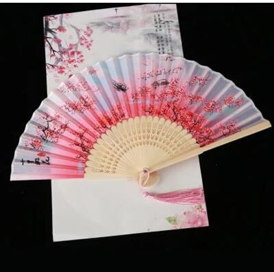 Inspired Living Retro Japanese Folding Fan Elegant Japanese Folding Fan For Women, Dance & Home Decor peach Blossom