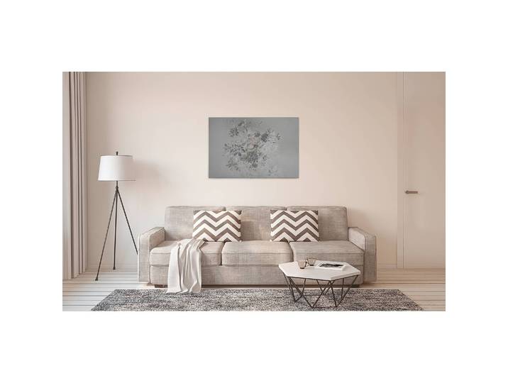 Tableau déco Bouquet floral Polyester PVC / Épicéa Gris 90 x 60cm