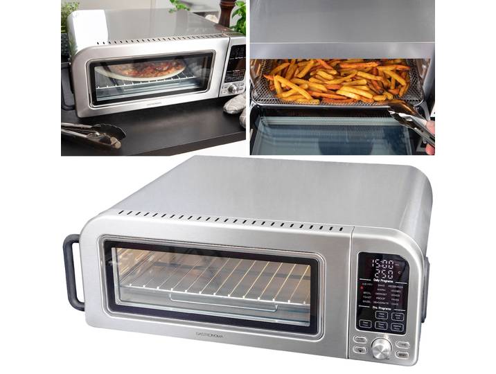 Profi Pizzaofen, 400°C, elektrisch, mit Pizzastein und Air-Fryer-Funktion, 2000 W